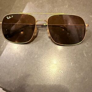 Ray-Ban Polarized men or women Gold Frame Sunglasses Brown Lenses